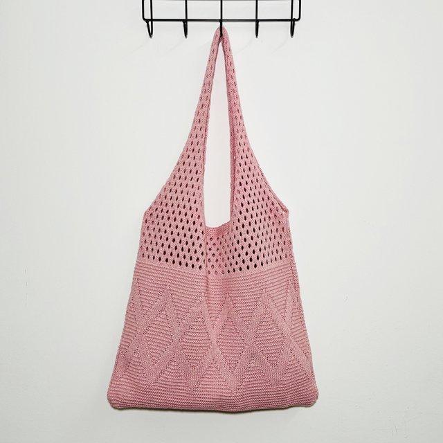 Bolso de hombro tejido Para mujer Likrtyny Bolsa de compras de gran capacidad rosa