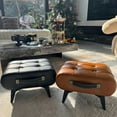 thumbnail image 6 of Foot Stool with Faux Leather Padded Seat, Small Ottoman Bench for Living Room, 6 of 12