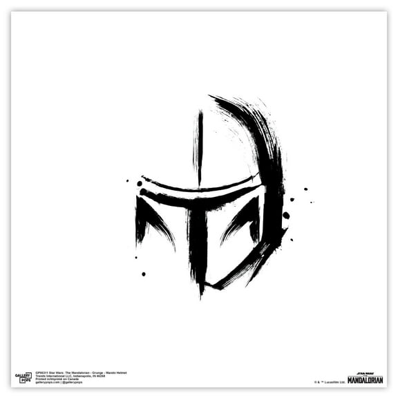 Gallery Pops Star Wars: The Mandalorian - Grunge - Mando Helmet Wall Art, Unframed Version, 12" x 12"