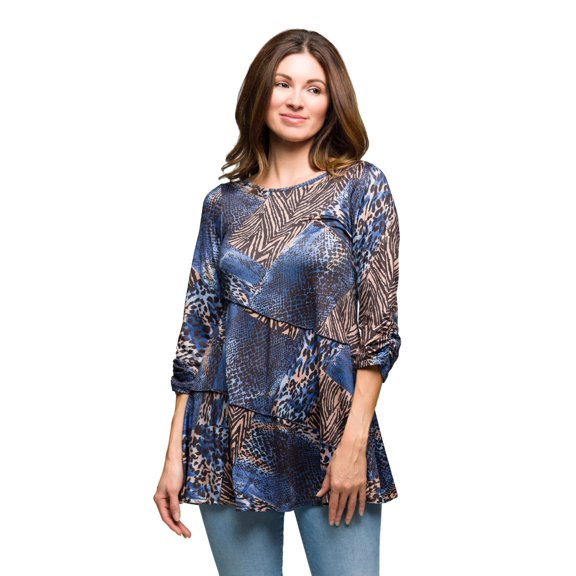 Womens Animal Print Swing Tunic Top