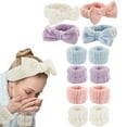 thumbnail image 2 of Zhuge Juego de 3 piezas de diademas de spa, muñequeras, puños para lavarse la cara para evitar derrames de líquidos, cintas para el cabello, muñequeras de toalla para mujeres (rosa coreano), 2 of 5