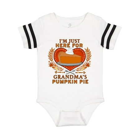 

Inktastic I m Just Here for Grandma s Pumpkin Pie with Heart Gift Baby Boy or Baby Girl Bodysuit