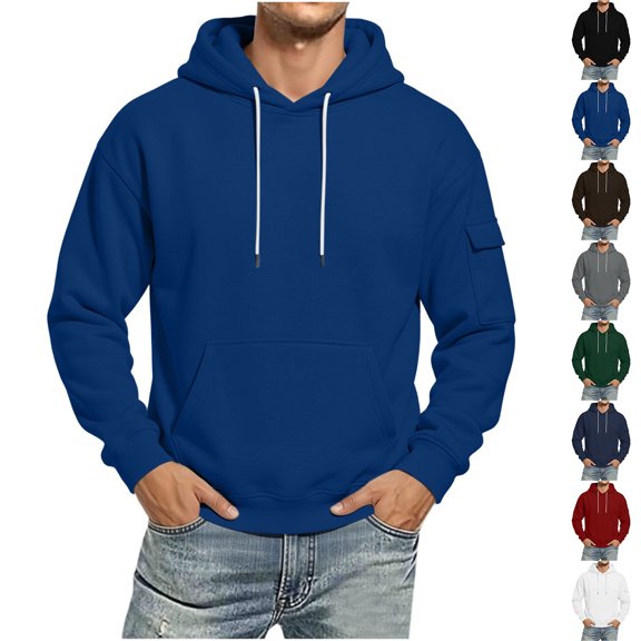 RJMDKXZ Mens Fleece Hoodies Oversized Hooded Sweatshirts Casual Fall Winter Long Sleeve Pullover Hoodie with Pockets