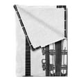 thumbnail image 2 of Guitar Soft Flannel Fleece Blanket, Monochrome Design Striped Acoustic Classical Instruments Folk Country Music Concert, Cozy Plush for Indoor and Outdoor Use, 50" x 60", Black White, by Ambesonne, 2 of 5