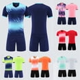 thumbnail image 2 of Qingpeng Kids Sports Training Short Sleeve V Neck Printed Top Elastic Waist Shorts Soccer Football Uniform Matching Outfit Set for Kids, 2 of 6