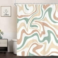 thumbnail image 3 of Aesthetic 70S Abstract Wavy Swirl Fabric Shower Curtain for Bathroom, Cute Pink Sage Green Pastel Vintage 2000s 90s 80s Retro Boho Minimal Teen Girls Restroom Decor Accessories with Hooks 72X72in, 3 of 6