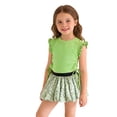 thumbnail image 2 of XEGLSBU Girls Summer Outfits Solid Color Short Sleeve T Shirts and Print Skirts Casual Ruffle Set for Kids Size 8-9 Years, 2 of 3