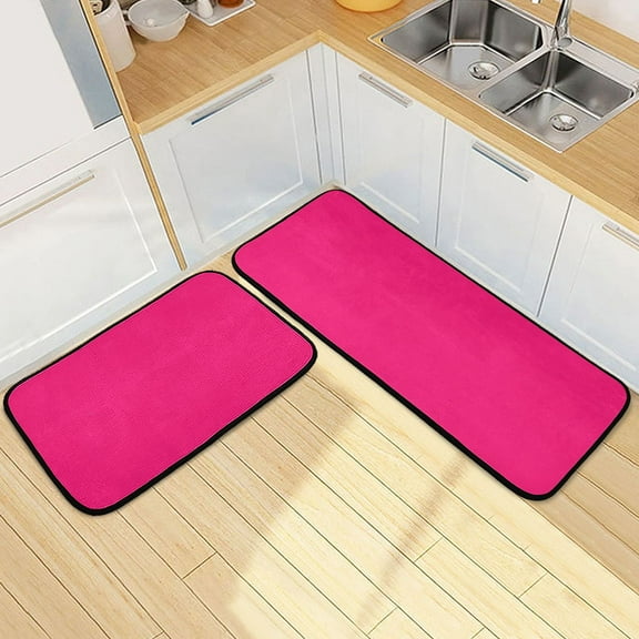 Ryvnso Deep Pink Kitchen Rugs Set Non Slip Runner Mats for Dining Room