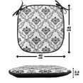 thumbnail image 4 of Damask Chair Seating Cushion Set of 4, Traditional Complex Chained Double Face Damask Lines Internal Pattern Illustration, Seat Pads with Anti-slip Backing, 16"x16", Brown White, by Ambesonne, 4 of 6