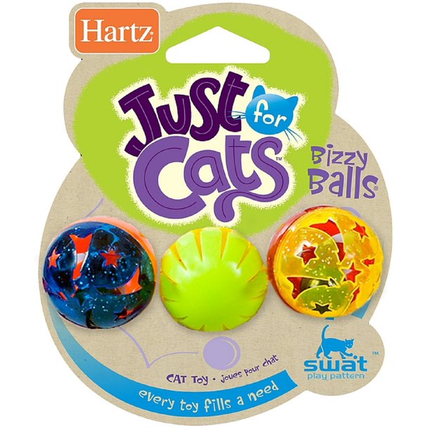 Hartz Just For Cats Bizzy Balls Cat Toys 3 ea (Pack of 2)