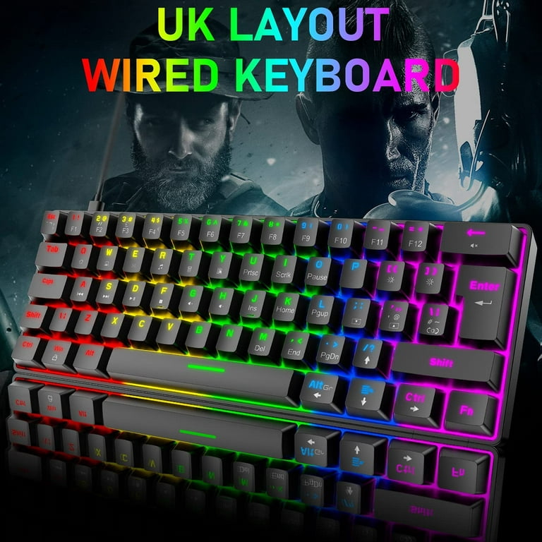 Wired Gaming Keyboard 60% True Mechanical Keyboard Mini Portable
