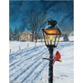 thumbnail image 2 of Redding, James 26x32 Gold Ornate Wood Framed with Double Matting Museum Art Print Titled - Winterberry Lamppost, 2 of 4