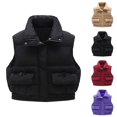 thumbnail image 4 of KAUOD Boys Cargo Puffer Vest Zip up Collar Winter Padded Sleeveless Jackets Kids Toddler Snap Button Pockets down Outwear, 4 of 4
