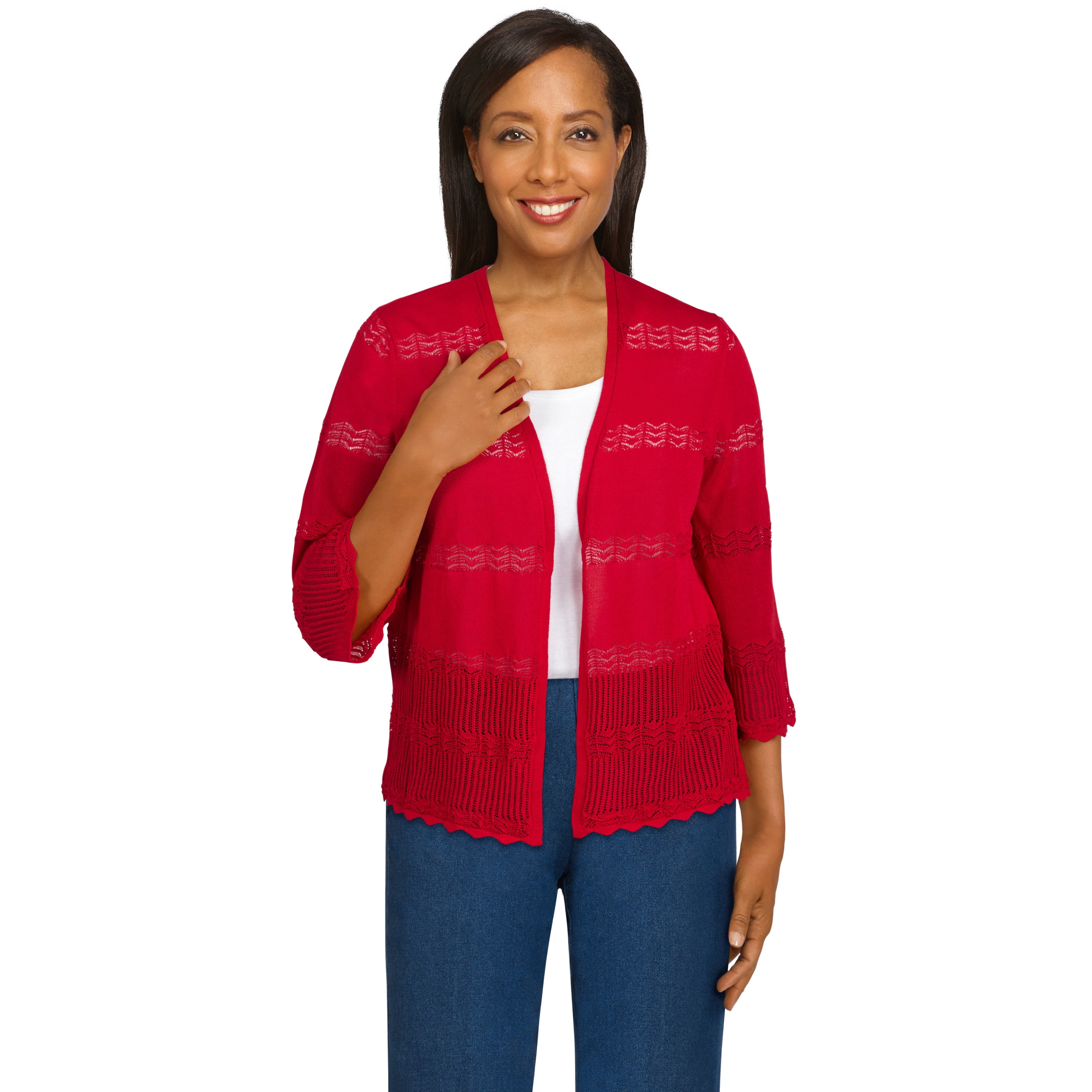 Alfred Dunner Womens Pointelle Sweater 