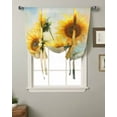 thumbnail image 2 of Sunflower Tie Up Curtains for Window, Watercolor Yellow Floral Botanical Thermal Insulted Balloon Shade Adjustable Rod Pocket Curtains Valance Panels for Kitchen Bathroom Café 42 x 45, 2 of 7