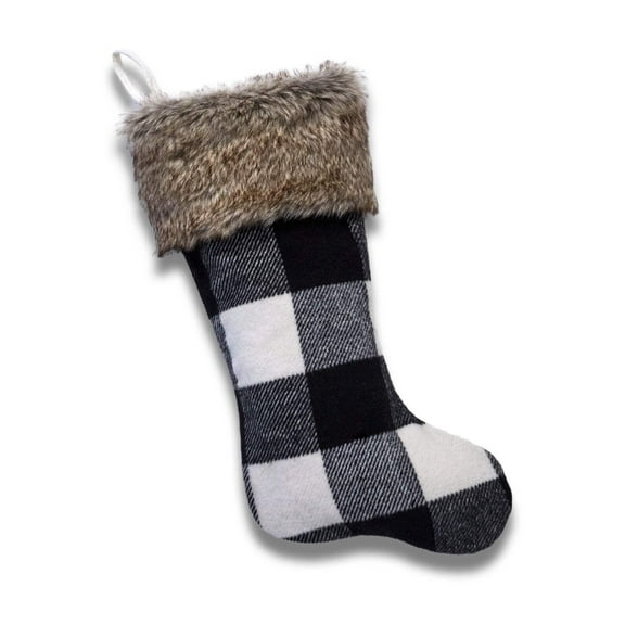 Cabin Blanket Stocking in Black and White