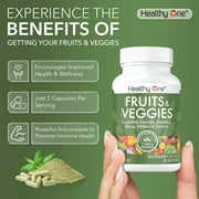 Healthy One Fruits and Veggies Supplement Capsules, 27 Superfood Vitamins, Gluten Free, Dairy-Free, 60 Capsules