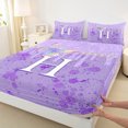 thumbnail image 3 of Manfei Initial Ombre Butterfly H 4 Pieces Queen Sheet Sets for Female Men Women,Purple Bling Glitter Ultra Soft Flat Sheet,Dreamy Princess Queen Fitted Sheet,Microfiber Bedroom Decor, 3 of 7