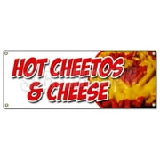 Angle View: HOT CHEETOS & CHEESE BANNER SIGN melted mexican chili tex mex food