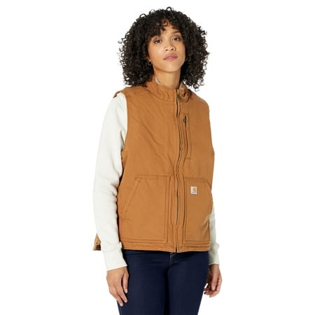 Carhartt OV277 Sherpa Lined Mock Neck Vest (Womens, Carhartt Brown, 2XL, One Size)
