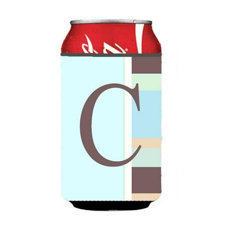 

Letter C Initial Monogram - Blue Stripes Can or Bottle Hugger