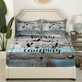 thumbnail image 3 of YST Rustic Camper Bed Sheets Full Happy Camping Bunk Sheet Set Boho Moon Stars Rv Camper Decor Bedding For Travel Trailers,Camping Car Accessories Fitted Sheet Blue Grey Flat Sheet 4 Pcs, 3 of 5