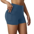 thumbnail image 6 of Bmisegm Running Shorts for Women Solid Color High Waist Yoga Workout Fitness Activewear Stretchy Breathable Shorts with Pockets BU2 S, 6 of 6