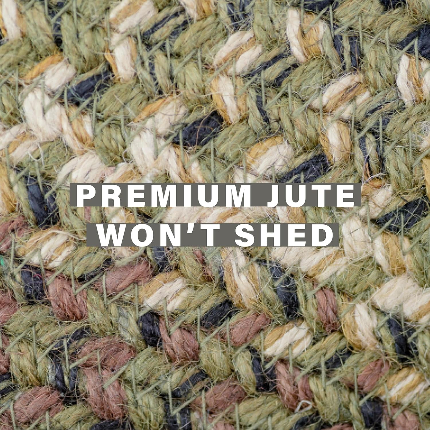Homespice Pinecone Jute Green Braided Rugs 5x8' Oval for Living Room, Bedroom Rug and Dining Room. Pet Friendly. Decor Styles- Farmhouse Rug, Rustic, Vintage, Cottage, Primitive, Country, Boho Rug