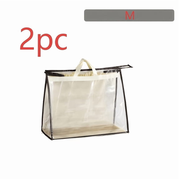 2pcs M Pack Transparent PVC Tote Bag Organizer Suitable for Wardrobe, Office & Travel - Plastic Storage Bag with Handle, Dustproof Moistureproof Zippered Folder for Cash, Receipts,