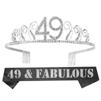 Meant2Tobe | 49th Birthday Decoration for Women - Tiara and Sash for Party Supplies