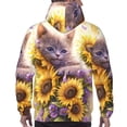 thumbnail image 7 of Sikiie Daisy Sunflower Lazy Cat Men's Hoodie, Essentials Hoodie, Sweatshirt, Pullover Hooded Sweatshirt for Men-Large, 7 of 7