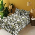thumbnail image 2 of Ambesonne Leaves Greenery Fitted & Flat Sheet with Sham 3 Pcs Set, Spring Vibes Leafy, Twin, Apple Green Off White, 2 of 5