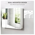 thumbnail image 4 of Wall Mounted Mirror Cabinet, Bathroom Storage 3 Door, White Medicine Cabinet with Adjustable Shelves, Over Sink Organizer, 4 of 9
