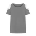 thumbnail image 6 of USSUMA Women Tops Dressy Casual Cold Shoulder Tops For Women Round-Neck Trendy Shirts Casual Summer Shirts Cute Lace Blouses T-Shirt Top Female Tops, 6 of 7