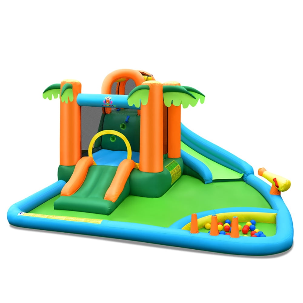 Aimee Lii Inflatable Water Slide Park with Upgraded Handrail without Blower, Bounce House Water Slide for Kids