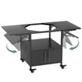 thumbnail image 3 of BBQ Grill Outdoor Grill Table for Big Green Egg Style BBQ, Metal Grill Cart with 2 Folding Panels, Compatible with up to Large Green Egg, Kamado Joe Jr,BBQ Utensils, 3 of 11