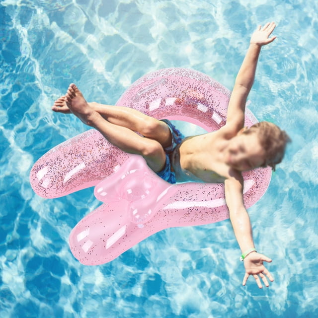 Anillo De Natación De Conejo Rosa, PVC No Tóxico, Purpurina, 60 Cm 70 Cm, Seguro, Cómodo, Llamativo, Acuáticas De Verano, Anillo De Natación Para Niños Para