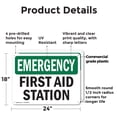 thumbnail image 2 of (2 Pack) First Aid Station OSHA Emergency Sign 24 Inch X 18 Inch Plastic Sign, Weather Resistant, UV Protected for Workplace, Business, and Construction Site, Made in the USA, 2 of 8