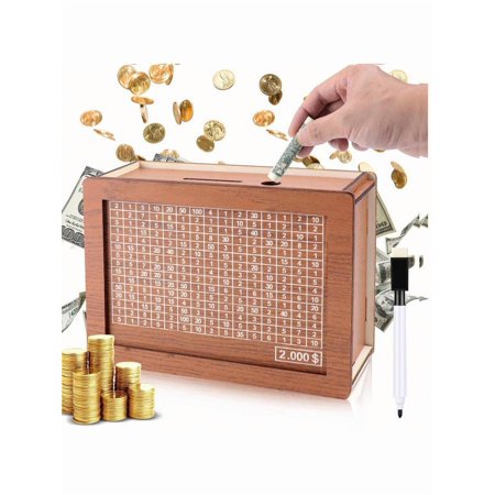 1pc $2000- $10000 Money Box With Counter Wooden Crafts Ornament Wooden Savings Bank Can Change Can(Sending Jihaobi)