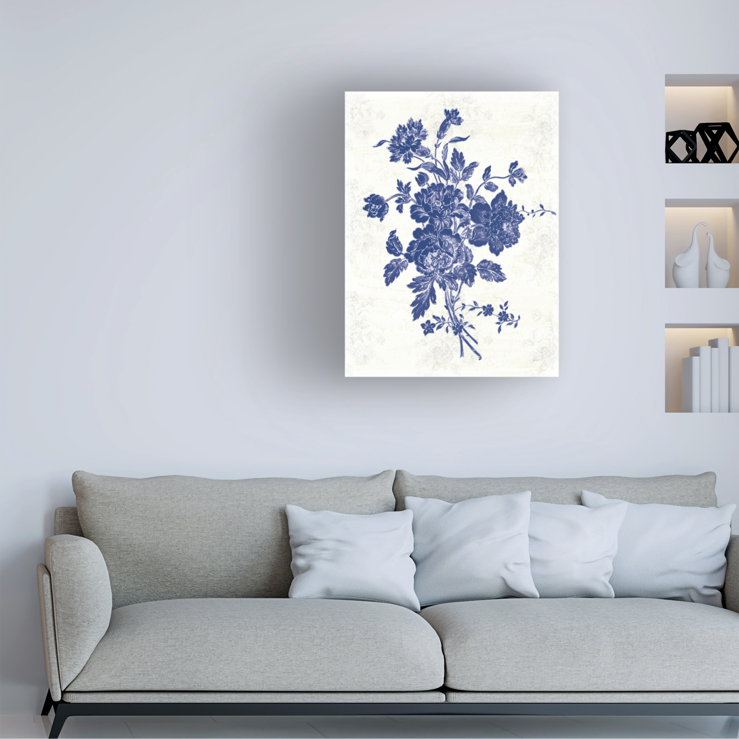 Trademark Fine Art 'Toile Roses VIII Indigo' Canvas Art by Sue Schlabach
