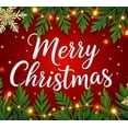 thumbnail image 3 of Festive Red Christmas Banner with Leafy Greenery Glowing Lights and Snowflakes Backdrop Decoration for Christmas Parties Holiday Celebrations Family Gatherings Photo Booths, 3 of 7
