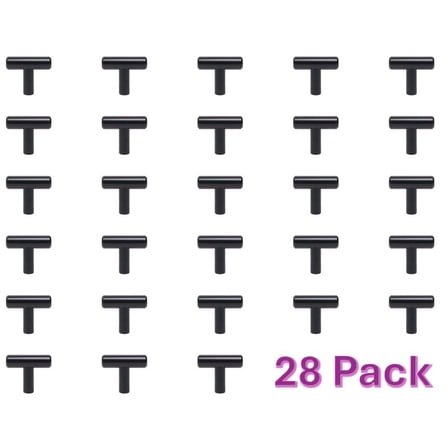 Better Homes & Gardens 1-9/16" (40mm) (3.5oz) Bar Knob, Matte Black, 28 pack