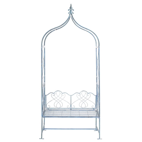 Safavieh Outdoor Bench Antique Blue Eloise Patio Arbor Metal, Iron