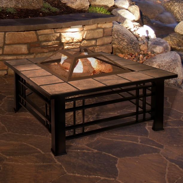 Pure Garden Wood Burning Pit, Steel, Log Poker and Spark Screen