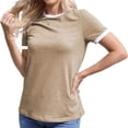 thumbnail image 2 of Womens T Shirt Short Sleeve Crew Neck Basic Color Block Tee Tops, 2 of 5