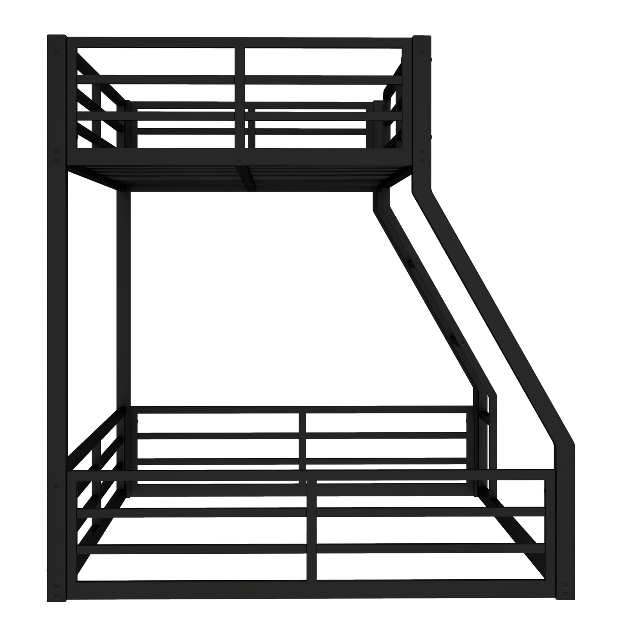 Leumius Metal Bunk Bed,Twin XL over Queen Floor Bunk Bed Frame for Kids/Teens/Adults,Space-Saving/Noise Reduced/No Box Spring Needed,Black