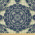 thumbnail image 2 of Ambesonne Mandala Fabric by the Yard Microfiber, Medieval Exotic Revival, 1 Yard, Beige Navy Blue, 2 of 2