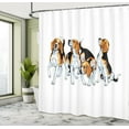 thumbnail image 4 of Ambesonne Beagle Shower Curtain, 4 Beagle Hounds Play, 69"Wx75"L, Brown White and Black, 4 of 4