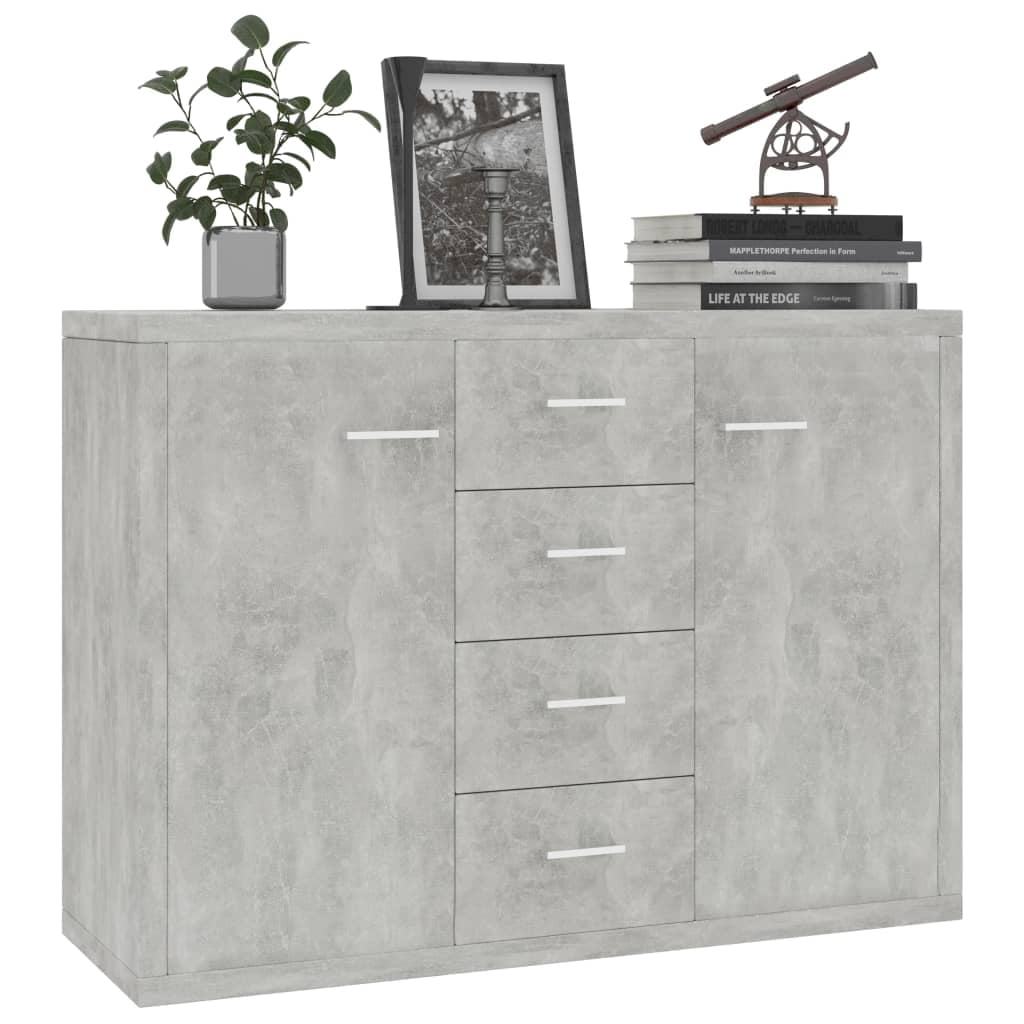 Kepooman Home Buffet Sideboard, Bathroom Storage Cabinet with Two Doors and Four Draws, Light Gray Kepooman Home Buffet Sideboard, Bathroom Storage Cabinet with Two Doors and Four Draws, Light Gray