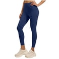 thumbnail image 2 of Smsaxvxz Yoga Pants for Women Casual Solid High Waisted Ankle Stretchy with Pockets Athletic Running Trousers Blue L, 2 of 5